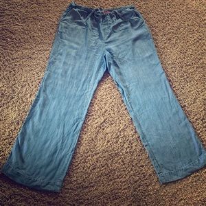 Catherine wide leg drawstring denim pants